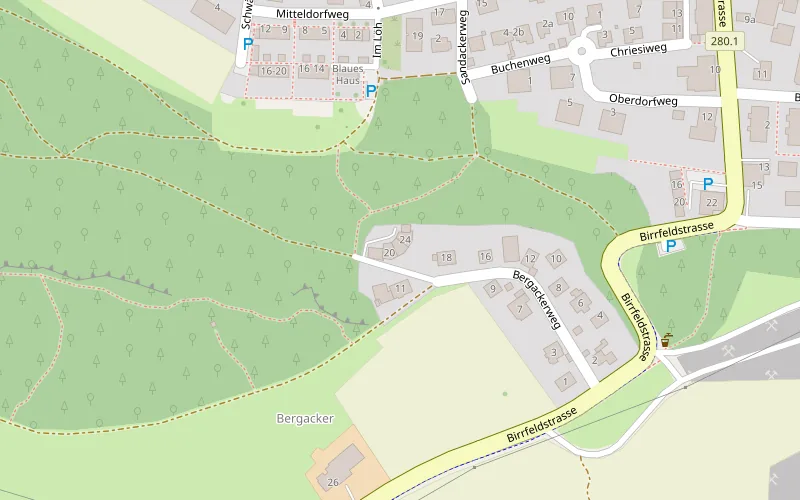 Kartenausschnitt mit dem Standort Bergackerweg 22, 5243 Mülligen, Kanton Aargau